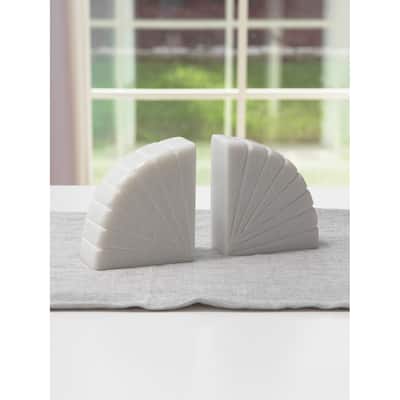Aurora Home Semicircle Marble Bookends - Set of 2