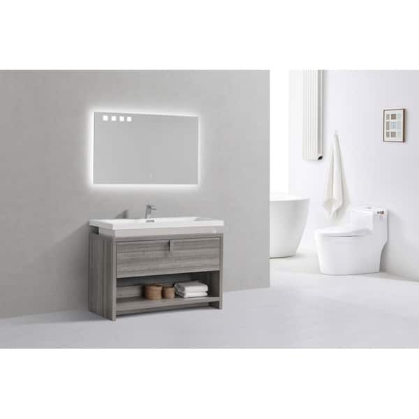 Shop Levi 48 Ash Gray Modern Bathroom Vanity W Cubby Hole Free