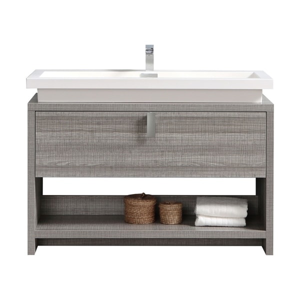 Levi 48" Ash Gray Modern Bathroom Vanity w/ Cubby Hole