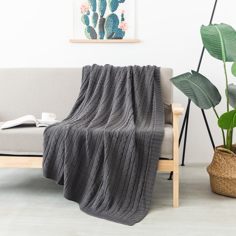 Cotton Cable Knit Throw