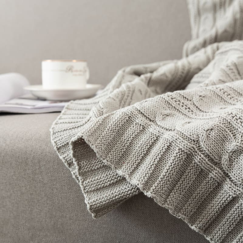 Cotton Cable Knit Throw