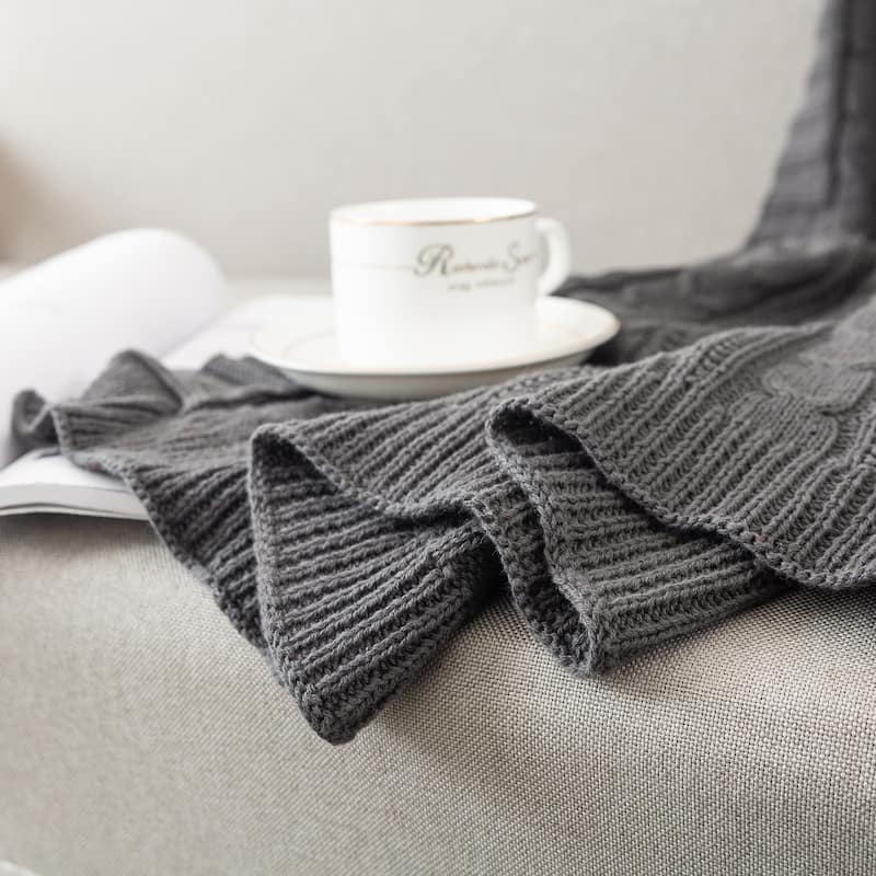 Cotton Cable Knit Throw