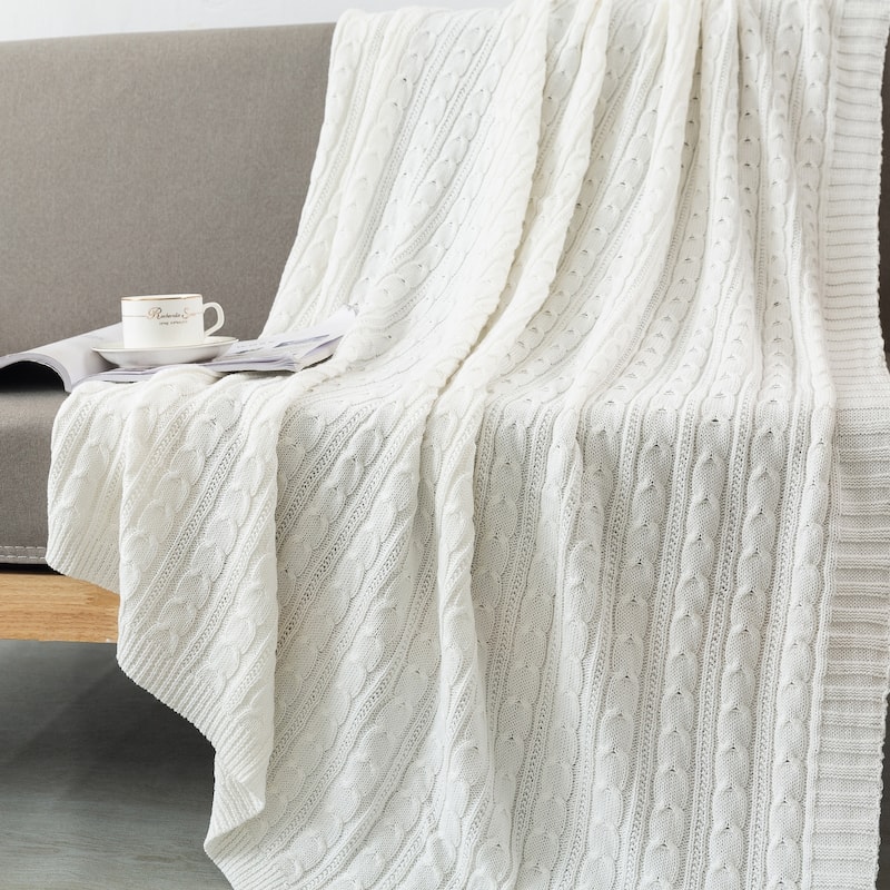 Cotton Cable Knit Throw