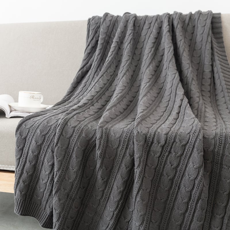 Cotton Cable Knit Throw