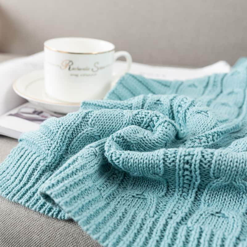 Cotton Cable Knit Throw