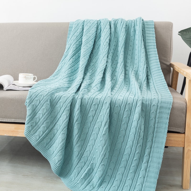 Cotton Cable Knit Throw
