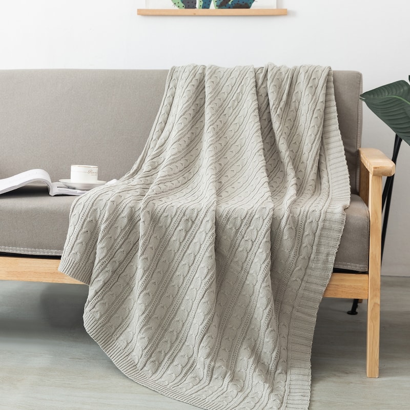 Cotton Cable Knit Throw