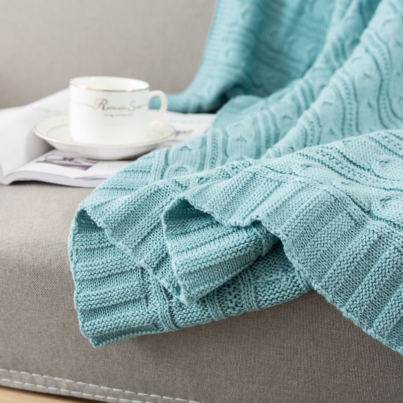Cotton Cable Knit Throw