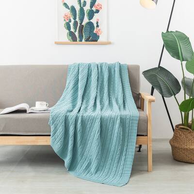Cotton Cable Knit Throw