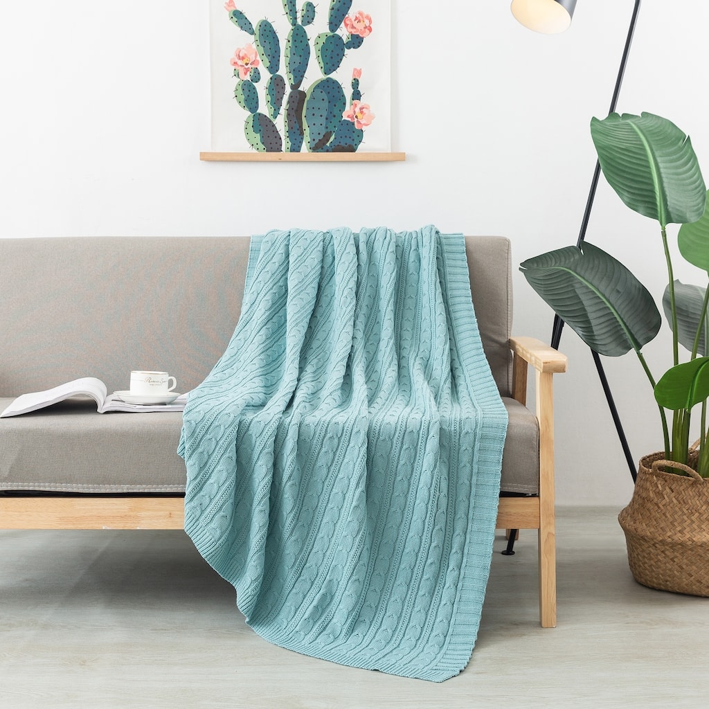 Cotton Cable Knit Throw