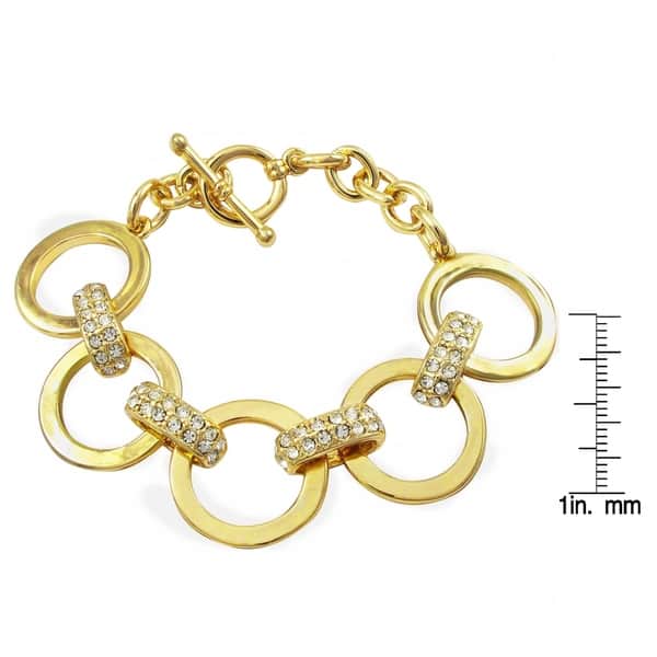 Luxiro Crystal Bars Open Link Bracelet With Toggle Closure 8 Luxiro Crystal Bars Open Link Bracelet