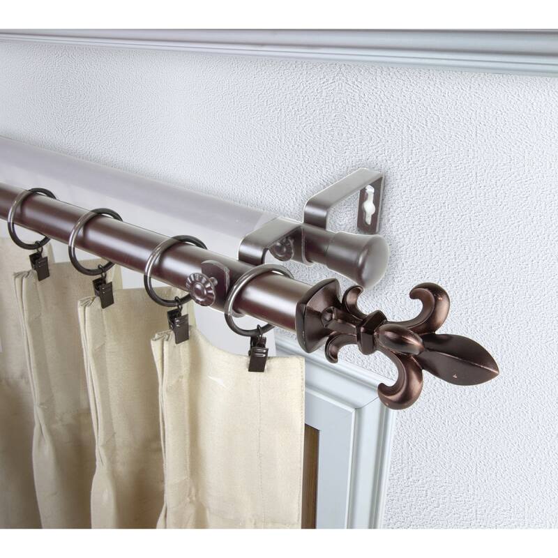 InStyleDesign Easton 1 inch Diameter Adjustable Double Curtain Rod - 160 to 240 inches - Bronze