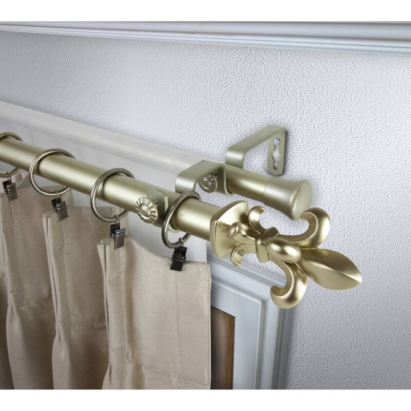 InStyleDesign Easton 1 inch Diameter Adjustable Double Curtain Rod - 28 to 48 inches - Light Gold