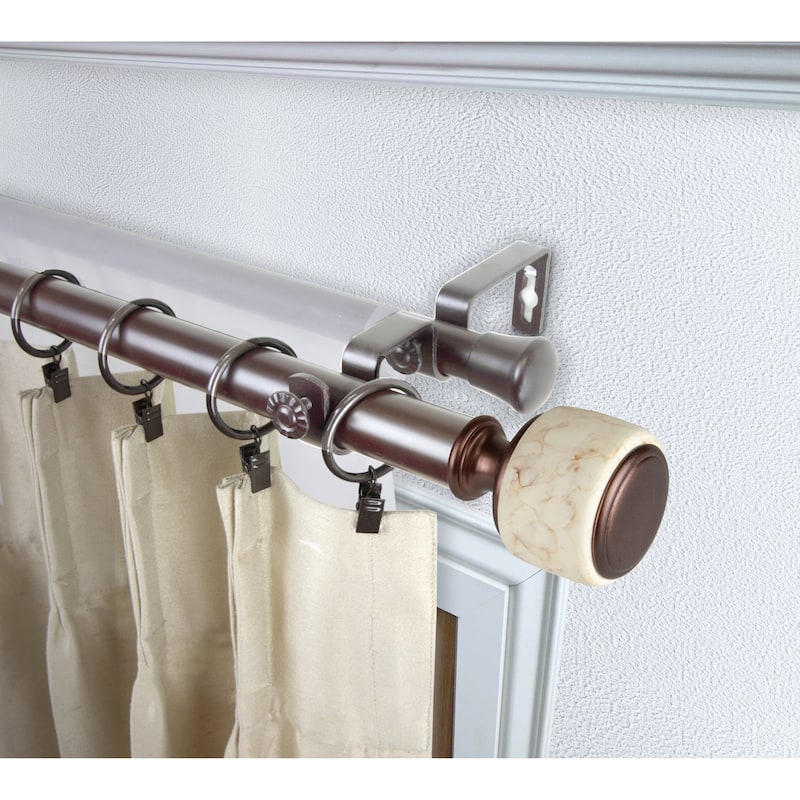 InStyleDesign Kinsley 1 inch Diameter Adjustable Double Curtain Rod - 66 to 120 inches - Bronze