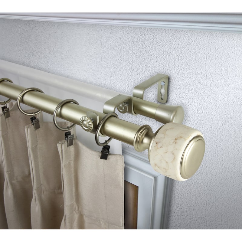 InStyleDesign Kinsley 1 inch Diameter Adjustable Double Curtain Rod - 28 to 48 inches - Light Gold
