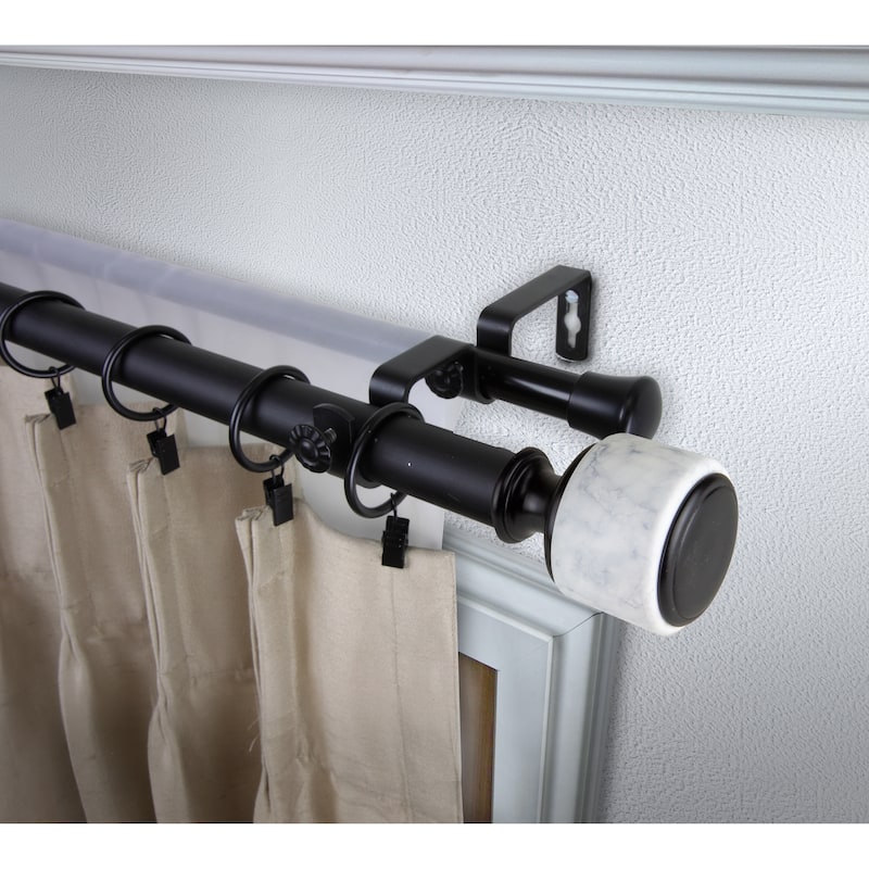 InStyleDesign Kinsley 1 inch Diameter Adjustable Double Curtain Rod - 48 to 84 inches - Black