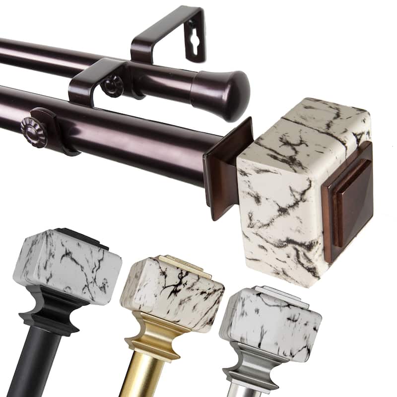 InStyleDesign Elena 1 inch Diameter Adjustable Double Curtain Rod
