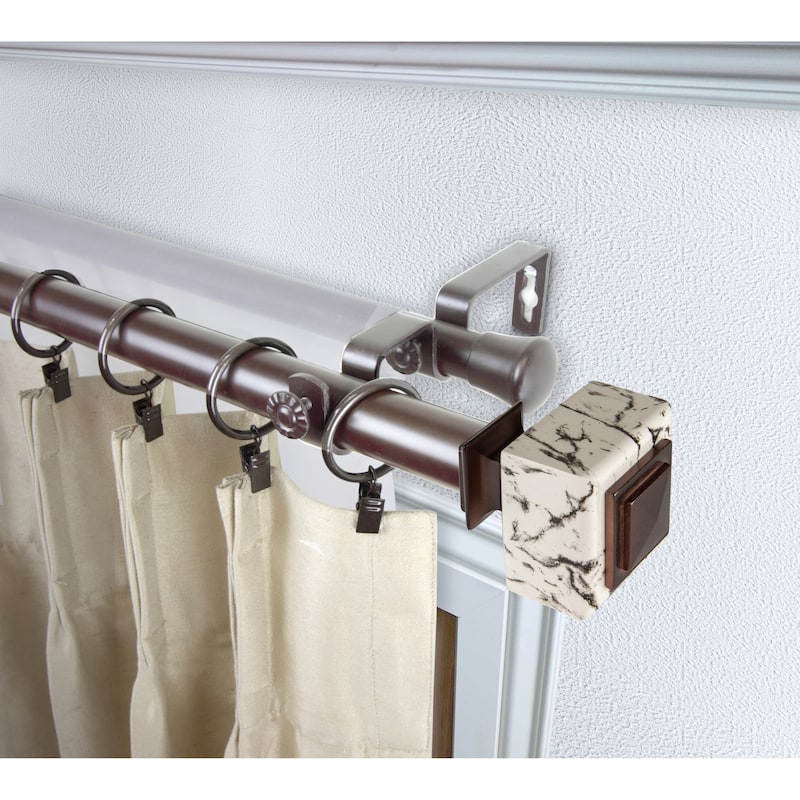 InStyleDesign Elena 1 inch Diameter Adjustable Double Curtain Rod - 66 to 120 inches - Bronze