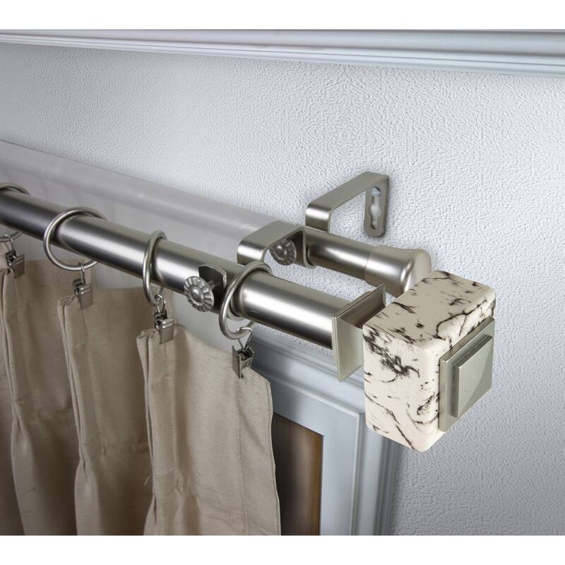 InStyleDesign Elena 1 inch Diameter Adjustable Double Curtain Rod - 48 to 84 inches - Satin Nickel