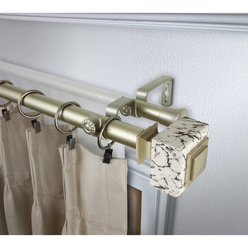 InStyleDesign Elena 1 inch Diameter Adjustable Double Curtain Rod - 28 to 48 inches - Light Gold