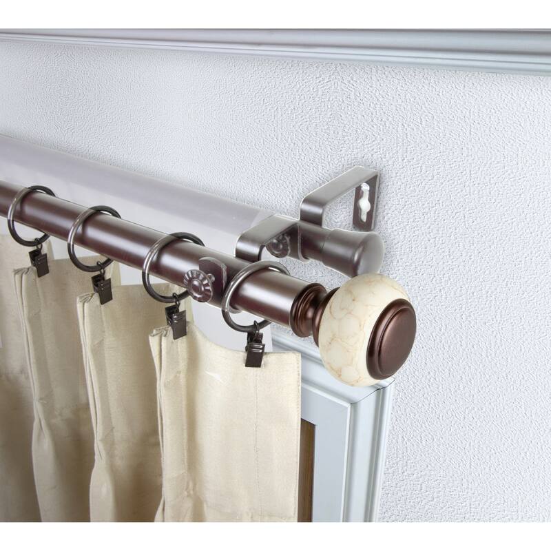 InStyleDesign Kennedy 1 inch Diameter Adjustable Double Curtain Rod - 66 to 120 inches - Bronze