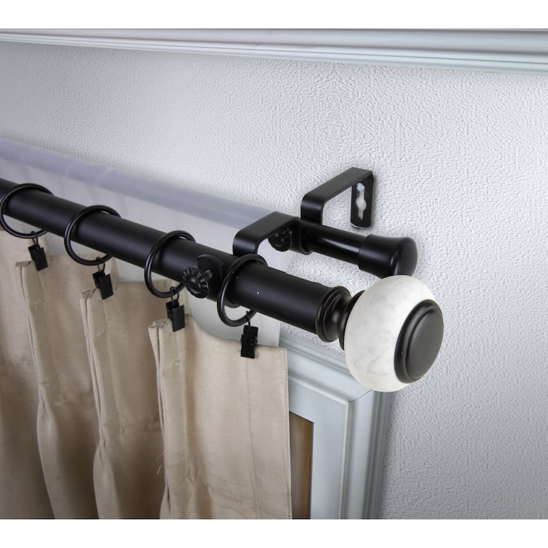 InStyleDesign Kennedy 1 inch Diameter Adjustable Double Curtain Rod - 160 to 240 inches - Black