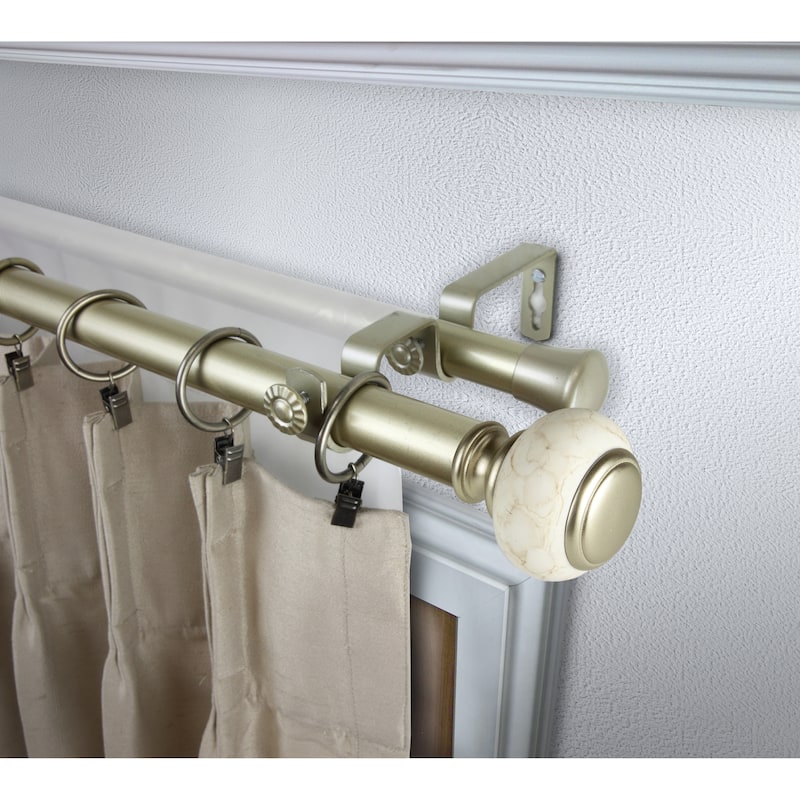 InStyleDesign Kennedy 1 inch Diameter Adjustable Double Curtain Rod - 48 to 84 inches - Light Gold