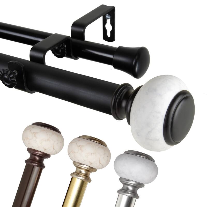 InStyleDesign Kennedy 1 inch Diameter Adjustable Double Curtain Rod