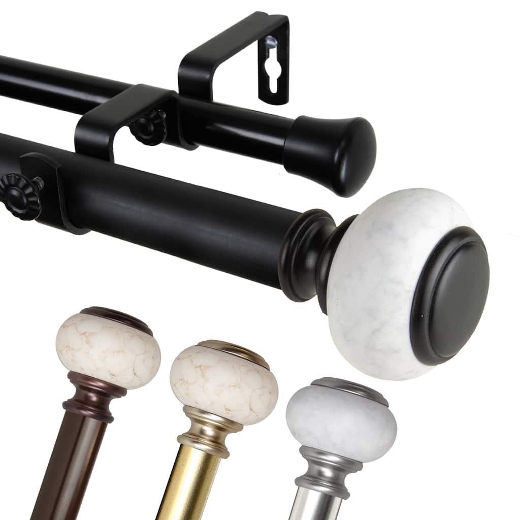 InStyleDesign Kennedy 1 inch Diameter Adjustable Double Curtain Rod