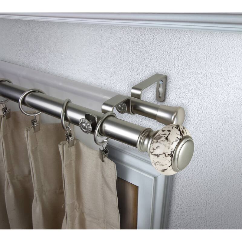 InStyleDesign Brooklyn 1 inch Diameter Adjustable Double Curtain Rod - 48 to 84 inches - Satin Nickel