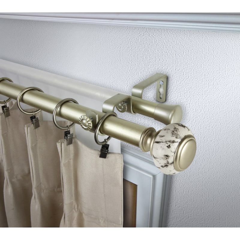 InStyleDesign Brooklyn 1 inch Diameter Adjustable Double Curtain Rod - 28 to 48 inches - Light Gold