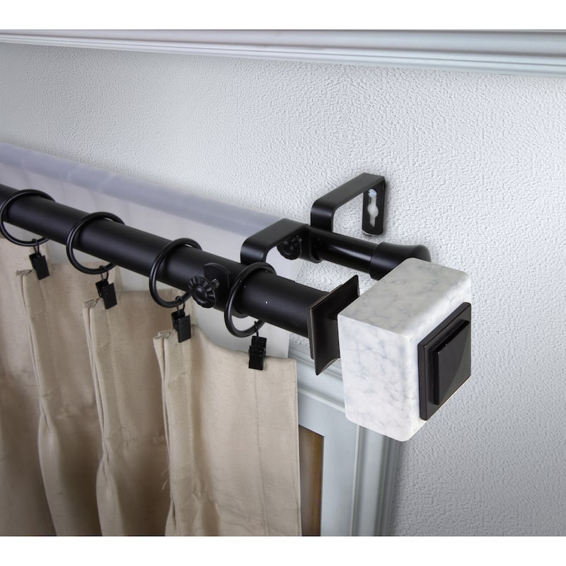 InStyleDesign Gabriella 1 inch Diameter Adjustable Double Curtain Rod - 28 to 48 inches - Black