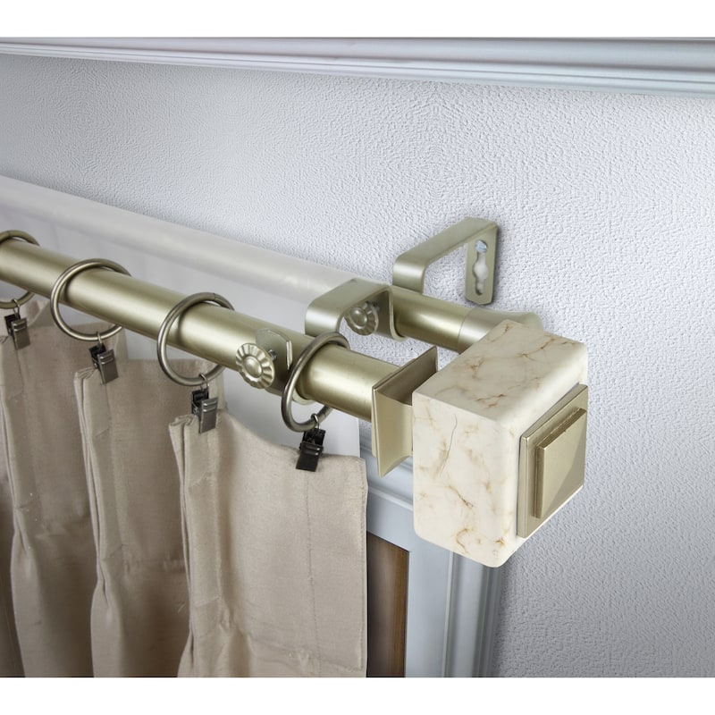 InStyleDesign Gabriella 1 inch Diameter Adjustable Double Curtain Rod - 66 to 120 inches - Light Gold