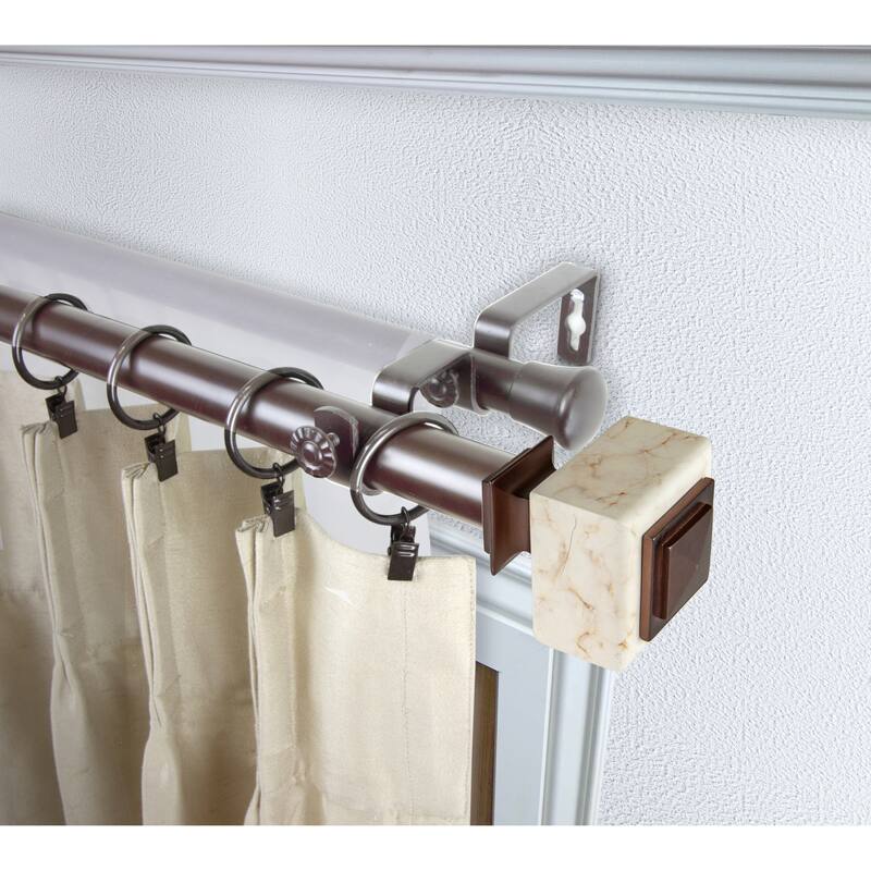 InStyleDesign Gabriella 1 inch Diameter Adjustable Double Curtain Rod - 160 to 240 inches - Bronze