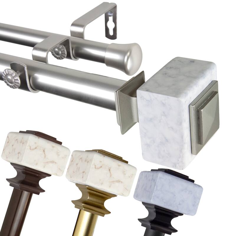 InStyleDesign Gabriella 1 inch Diameter Adjustable Double Curtain Rod