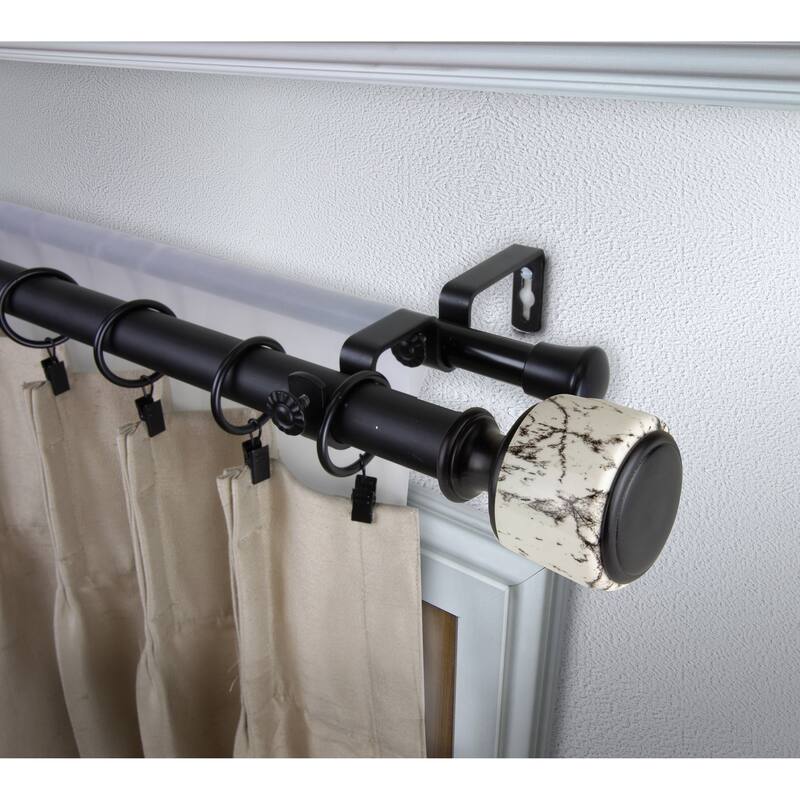 InStyleDesign Genesis 1 inch Diameter Adjustable Double Curtain Rod - 120 to 170 inches - Black