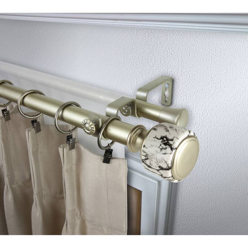 InStyleDesign Genesis 1 inch Diameter Adjustable Double Curtain Rod - 28 to 48 inches - Light Gold