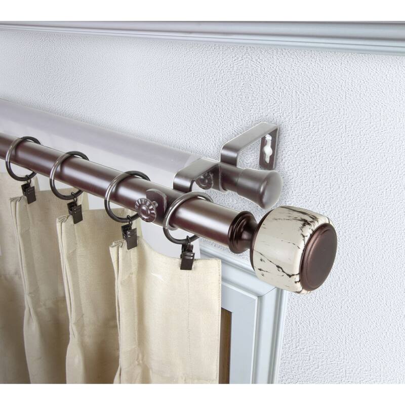 InStyleDesign Genesis 1 inch Diameter Adjustable Double Curtain Rod - 160 to 240 inches - Bronze