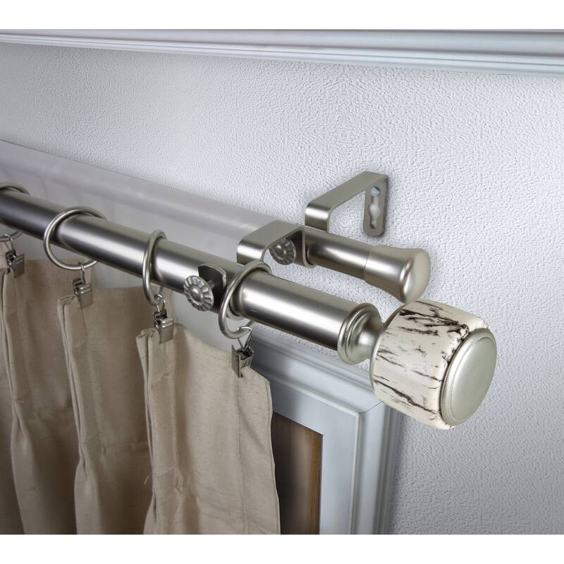 InStyleDesign Genesis 1 inch Diameter Adjustable Double Curtain Rod - 160 to 240 inches - Satin Nickel