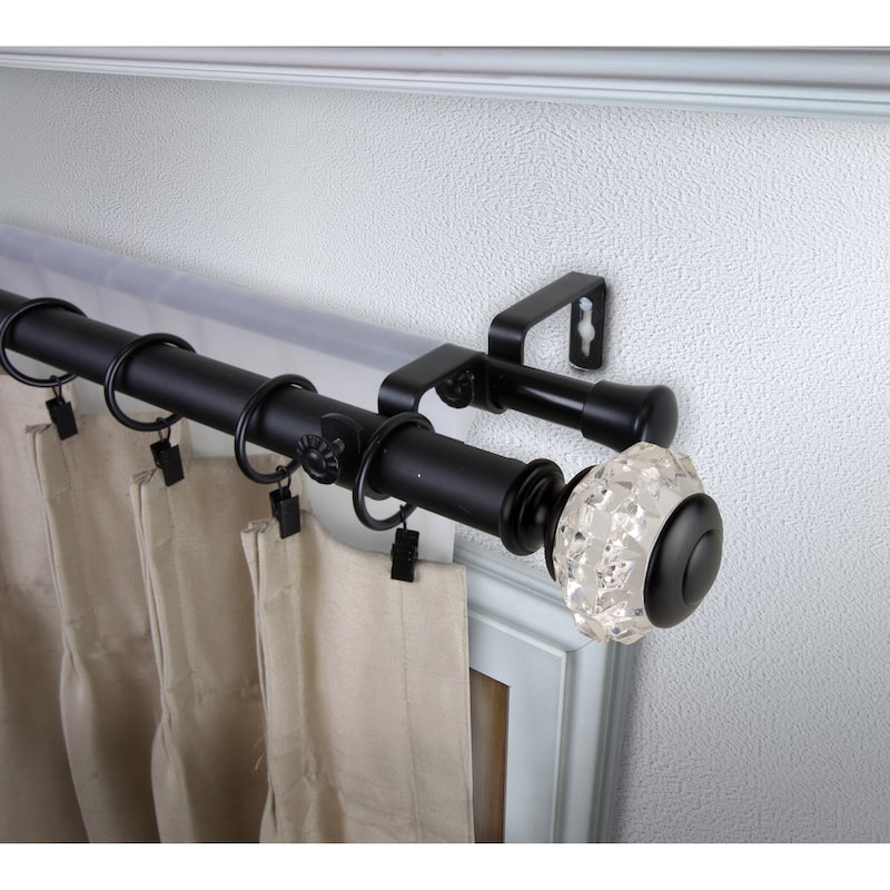 InStyleDesign Adeline 1 inch Diameter Adjustable Double Curtain Rod - 48 to 84 inches - Black
