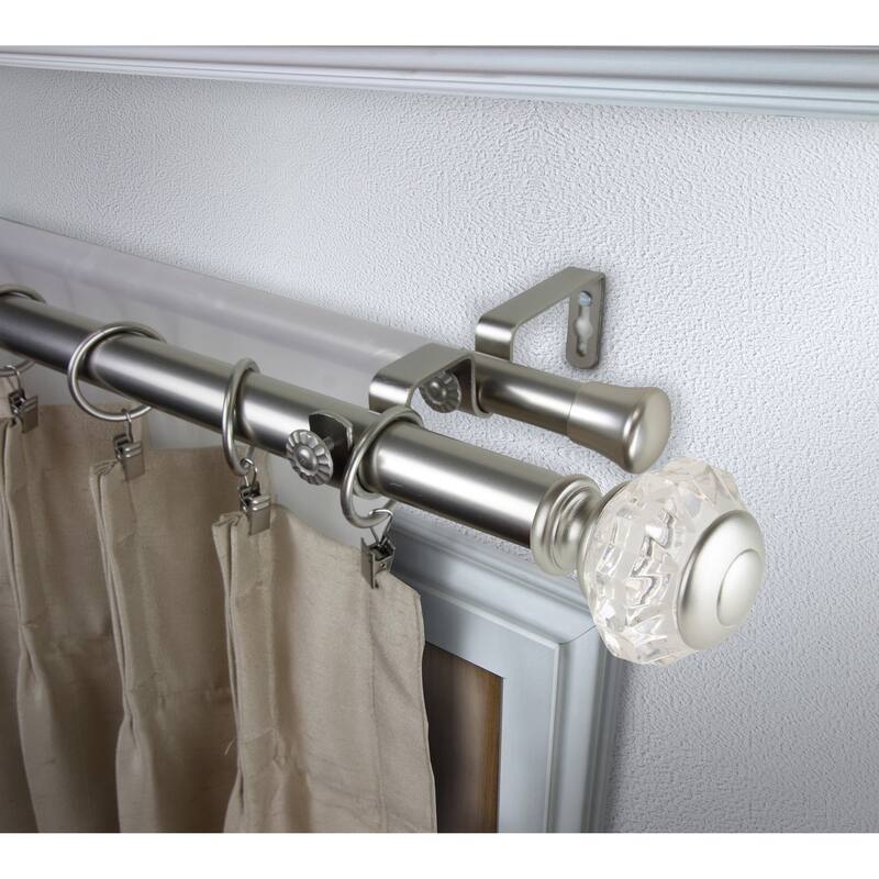 InStyleDesign Adeline 1 inch Diameter Adjustable Double Curtain Rod - 66 to 120 inches - Satin Nickel