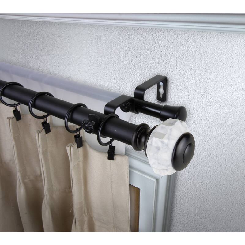 InStyleDesign Allison 1 inch Diameter Adjustable Double Curtain Rod - 160 to 240 inches - Black
