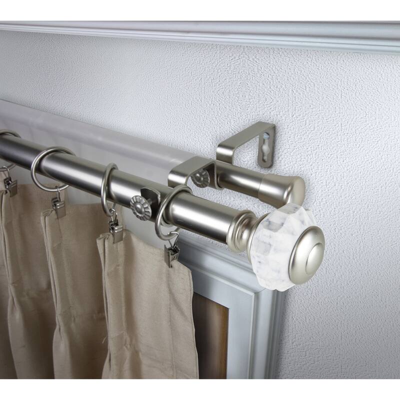InStyleDesign Allison 1 inch Diameter Adjustable Double Curtain Rod - 160 to 240 inches - Satin Nickel