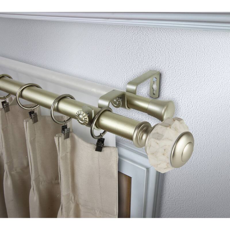 InStyleDesign Allison 1 inch Diameter Adjustable Double Curtain Rod - 160 to 240 inches - Light Gold