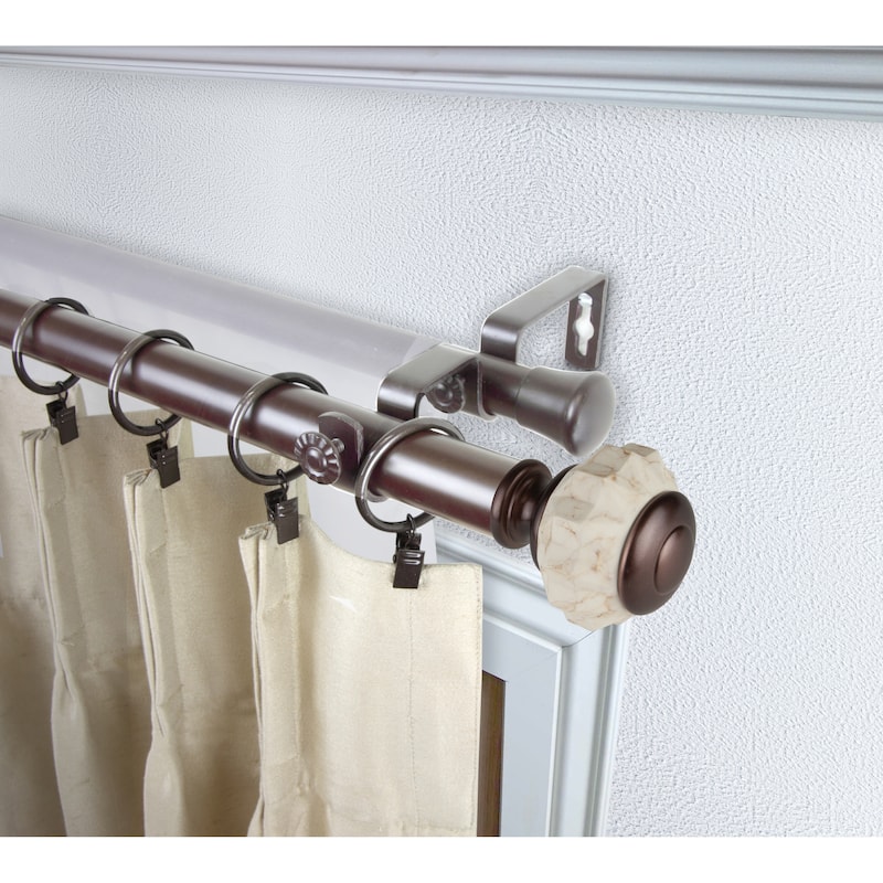 InStyleDesign Allison 1 inch Diameter Adjustable Double Curtain Rod - 120 to 170 inches - Bronze
