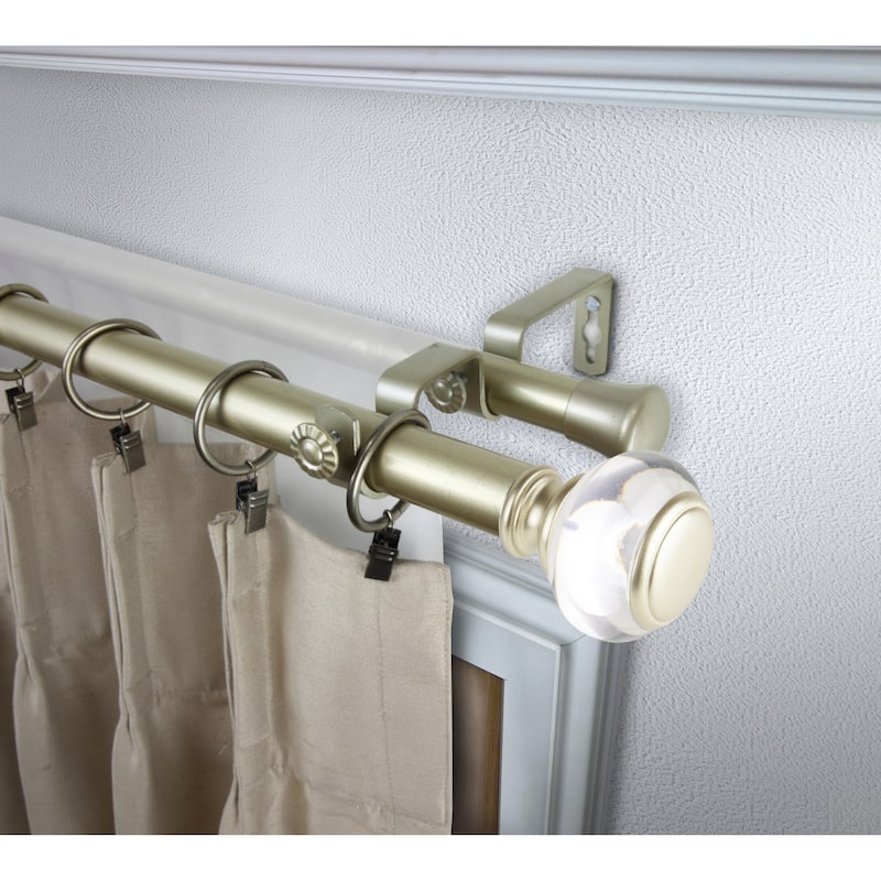 InStyleDesign Madelyn 1 inch Diameter Adjustable Double Curtain Rod - 120 to 170 inches - Light Gold
