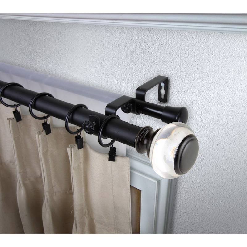 InStyleDesign Madelyn 1 inch Diameter Adjustable Double Curtain Rod - 66 to 120 inches - Black