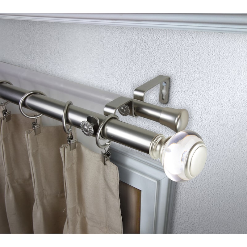 InStyleDesign Madelyn 1 inch Diameter Adjustable Double Curtain Rod - 48 to 84 inches - Satin Nickel
