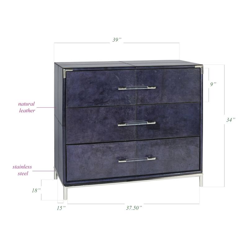 Vlachavas Blue 3-drawer Dresser