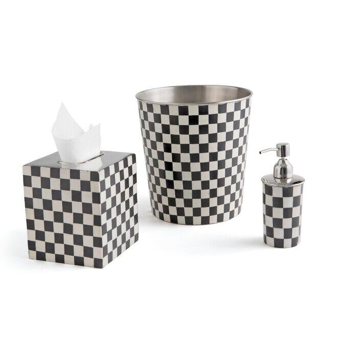 Sandee Checkered 3 Piece Bathroom Accessory Set